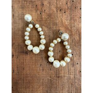 Pearl Hoop Drop Dangle Statement Earrings Wedding Prom